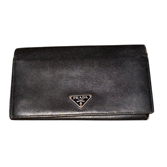Authentic Prada Large Saffiano Leather Long Flap Large Wallet Black - Picture 14 of 15